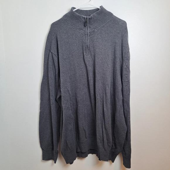 Jos. A. Bank Travelers Collection Dark Grey 1/4 Zip 100% Pima Cotton Sweater 3X - Picture 2 of 6
